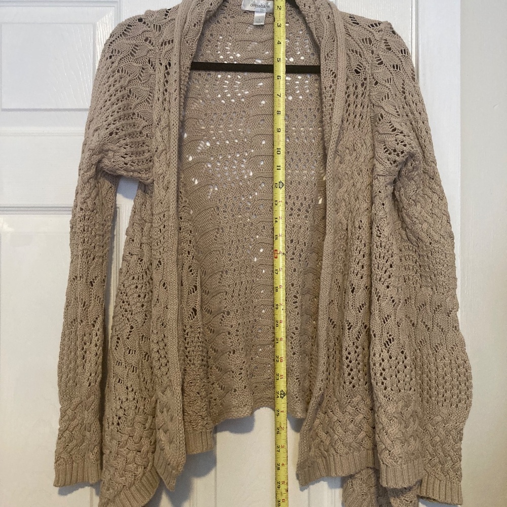 Dress Barn Women's Tan Lace open front Cardigan Sweater - Size Large - Picture 5 of 5